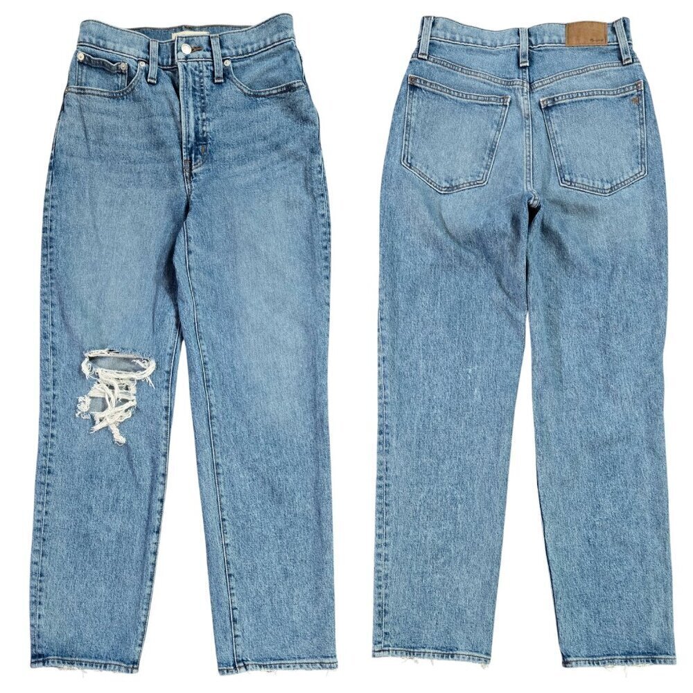 Madewell Perfect Vintage Straight Jean Kingsbury Wash Knee Rip High Rise NG247